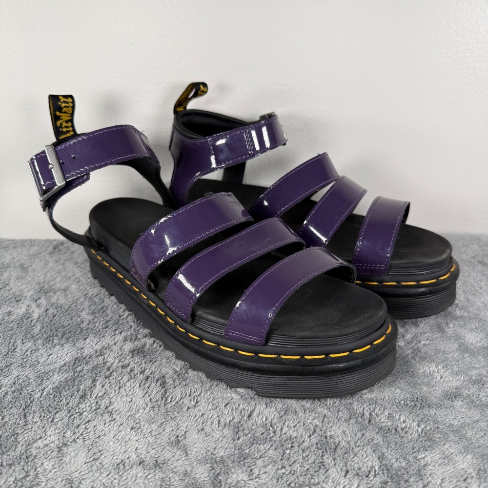 Dr. Martens Blaire Sandals Women 10 Purple Patent Leather Platform Gladiator